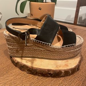 Rag N Bone edie wedge suede leather espadrille size 6